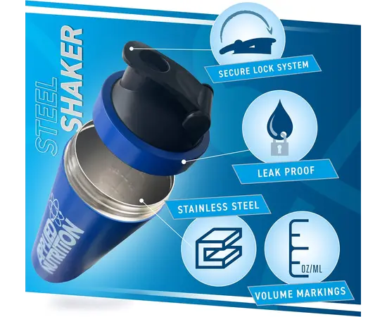 Applied Nutrition Metal Shaker Blue 700 ml, Applied Nutrition Metal Shaker Blue 700 ml , изображение 2 в интернет магазине Mega Mass