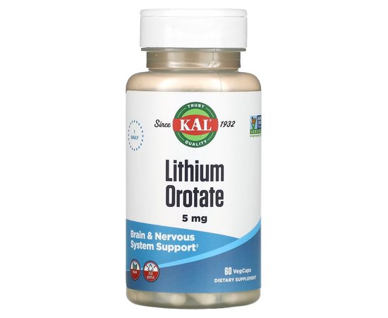 KAL lithium Orotate 5 mg 60 VegCaps, image 