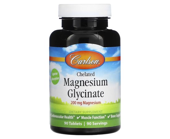 Carlson Chelated Magnesium Glycinate 200 mg 90 tabs, image 