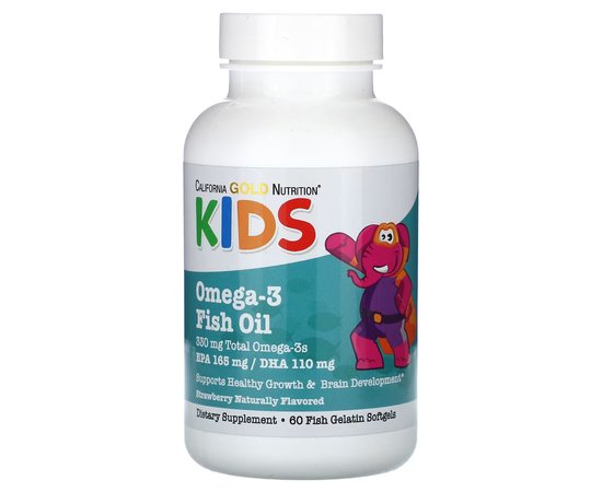 California Gold Nutrition Kid`s Omega 330 mg 60 softgels, image 