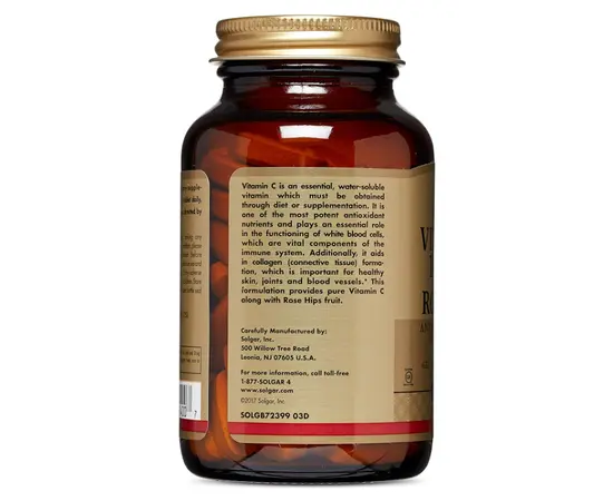 Solgar Vitamin C 1000 mg with Rose Hips 100 tabs, Фасовка: 100 tabs, Коцентрація: 1000 mg, image , зображення 4