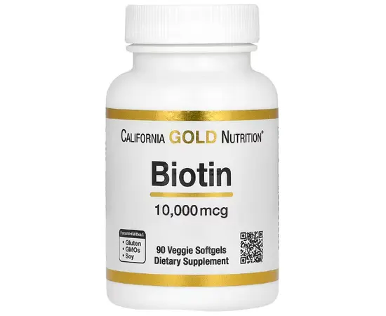 California Gold Nutrition Biotin 10,000 mcg 90 softgels, California Gold Nutrition Biotin 10,000 mcg 90 softgels  в интернет магазине Mega Mass