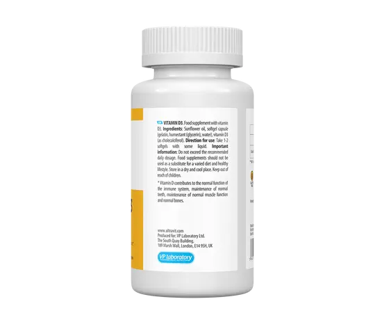 Vplab Ultra Vit Vitamin D3 600IU 120 softgels, image , зображення 3
