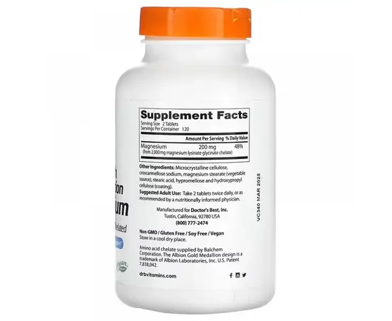Doctor's Best High Absorption Magnesium 100 mg 240 tabs, Фасування: 240 tabs, image , зображення 2