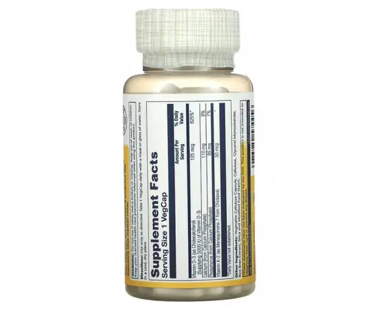 Solaray Vitamin D3 + K2 (125 mcg + 50 mcg) 120 caps, Фасування: 120 caps, Коцентрація: 5000 UI, image , зображення 2