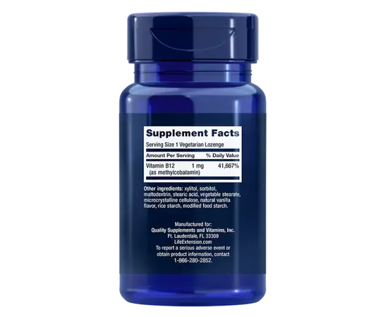 Life Extension B12 1 mg 60 lozenges, image , зображення 2
