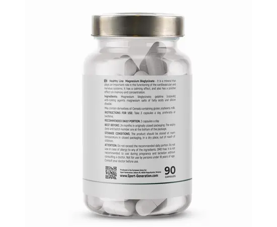 Sport Generation Magnesium Bisglycinate 350 mg 90 caps, Sport Generation Magnesium Bisglycinate 350 mg 90 caps , изображение 3 в интернет магазине Mega Mass