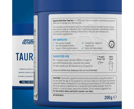 Applied Nutrition Taurine 200 g, Applied Nutrition Taurine 200 g , изображение 4 в интернет магазине Mega Mass