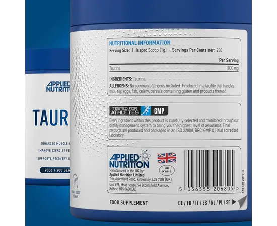 Applied Nutrition Taurine 200 g, Applied Nutrition Taurine 200 g , изображение 3 в интернет магазине Mega Mass