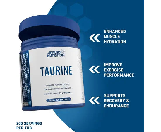Applied Nutrition Taurine 200 g, Applied Nutrition Taurine 200 g , изображение 2 в интернет магазине Mega Mass