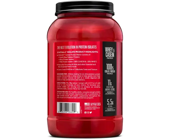 BSN Syntha-6 Isolate 912 g, Фасування: 912 g, Смак: Strawberry Milkshake / Полуничний Мілкшейк, image , зображення 3