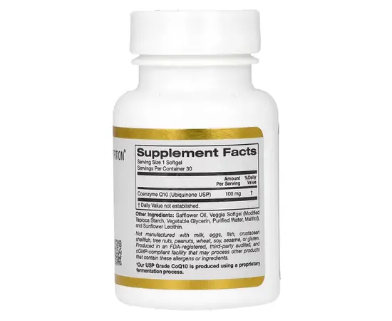 California Gold Nutrition COQ10 100 mg 30 softgels, image , зображення 2