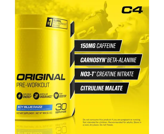 Cellucor C4 Original 30 servings, Фасовка: 270 g, Вкусы: Icy Blue Raz / Ледяная Голубая Малина, Cellucor C4 Original 30 servings, Фасовка: 270 g, Вкусы: Icy Blue Raz / Ледяная Голубая Малина , изображение 3 в интернет магазине Mega Mass