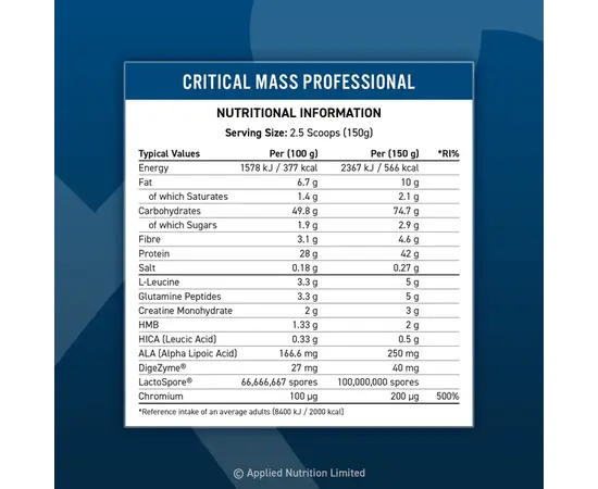Applied Nutrition Critical Mass Professional 6000 g, Фасовка: 6000 g, Вкусы: Banana / Банан, Applied Nutrition Critical Mass Professional 6000 g, Фасовка: 6000 g, Вкусы: Banana / Банан , изображение 2 в интернет магазине Mega Mass