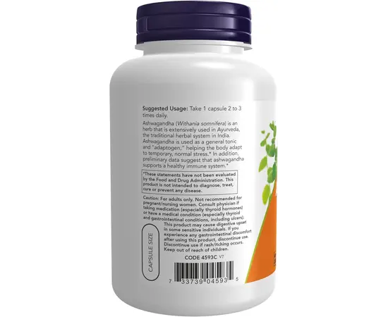 NOW Ashwagandha 450 mg 180 caps, Фасовка: 180 caps, Концентрация: 450 mg, NOW Ashwagandha 450 mg 180 caps, Фасовка: 180 caps, Концентрация: 450 mg , изображение 3 в интернет магазине Mega Mass