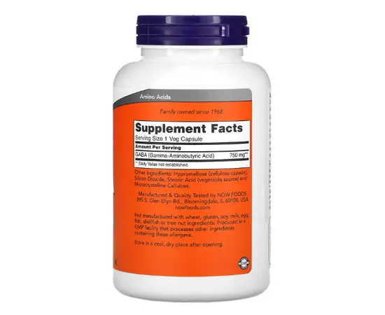 NOW GABA 750 mg 200 caps, Фасування: 200 caps, Концентрація: 750 mg, image , зображення 2