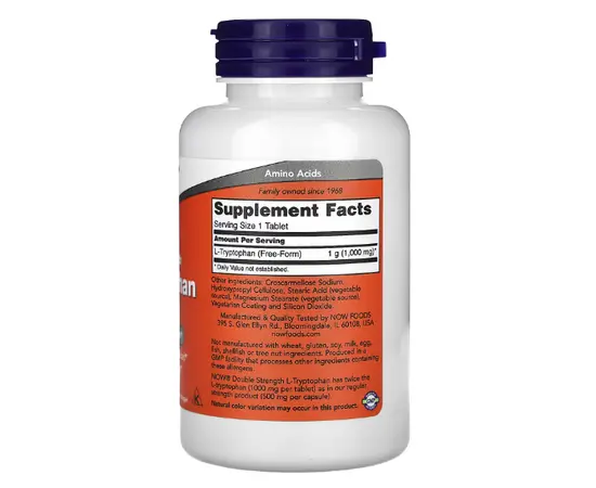 NOW L-Tryptophan 1000 mg 60 tabs, NOW L-Tryptophan 1000 mg 60 tabs , изображение 2 в интернет магазине Mega Mass