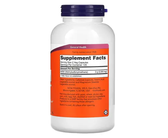 NOW MSM 1000 mg 240 caps, Фасування: 240 caps, image , зображення 2