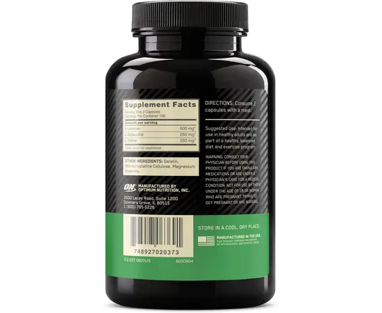 Optimum Nutrition Mega-Size BCAA 200 caps, Фасовка: 200 caps, Optimum Nutrition Mega-Size BCAA 200 caps, Фасовка: 200 caps , изображение 3 в интернет магазине Mega Mass
