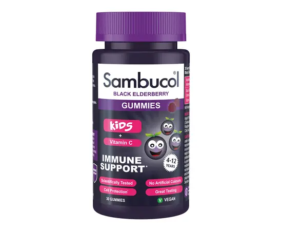 Sambucol Black Elderberry Immune Support Kids + Vitamin C 30 Gummies, Sambucol Black Elderberry Immune Support Kids + Vitamin C 30 Gummies  в интернет магазине Mega Mass
