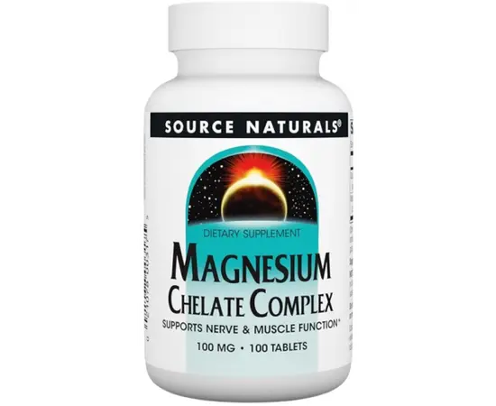 Source Naturals Magnesium Chelate Complex 100 tabs, Фасування: 100 tabs, image 