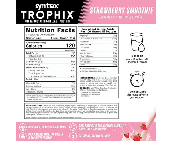Syntrax Trophix 5.0 2270 g, Фасування: 2270 g, Смак:  Strawberry / Полуниця, image , зображення 3