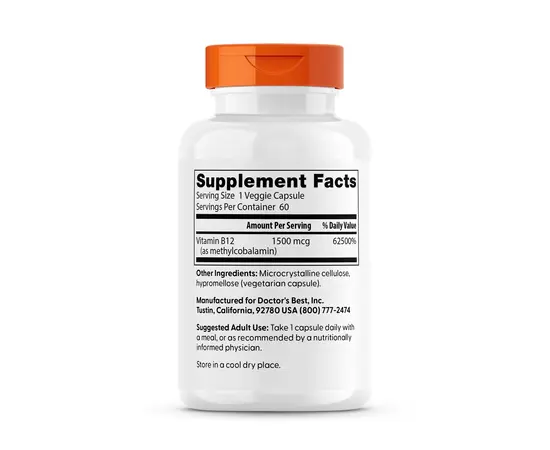 Doctor's Best Fully Active B12 1500 mcg 60 caps, image , зображення 2