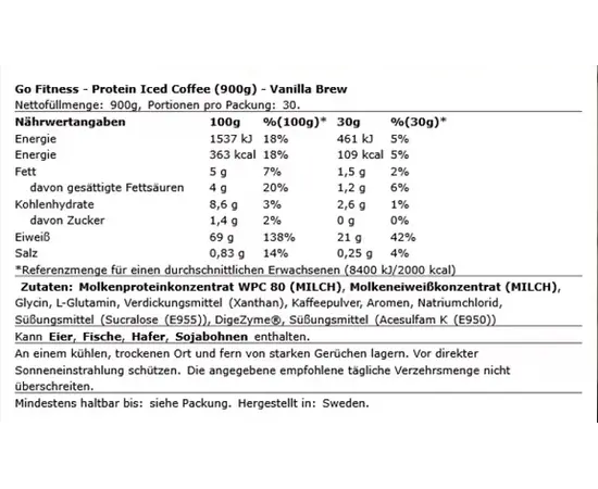 Go Fitness Protein Iced Coffe 900 g, Фасування: 900 g, Смак: Vanilla / Ваніль, image , зображення 3
