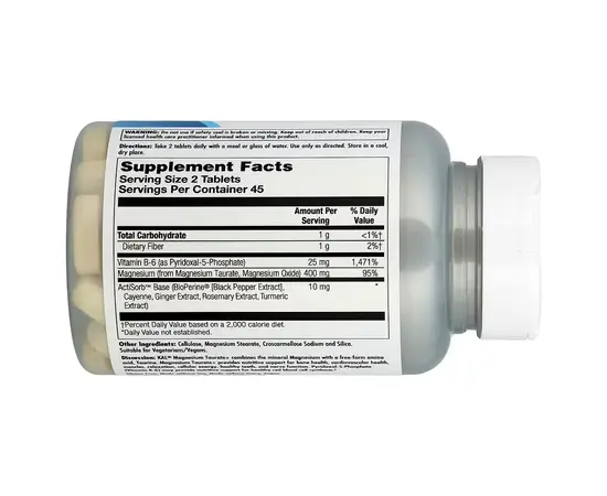 KAL Magnesium Taurate+ 400 mg 90 tabs, Фасування: 90 tabs, image , зображення 2