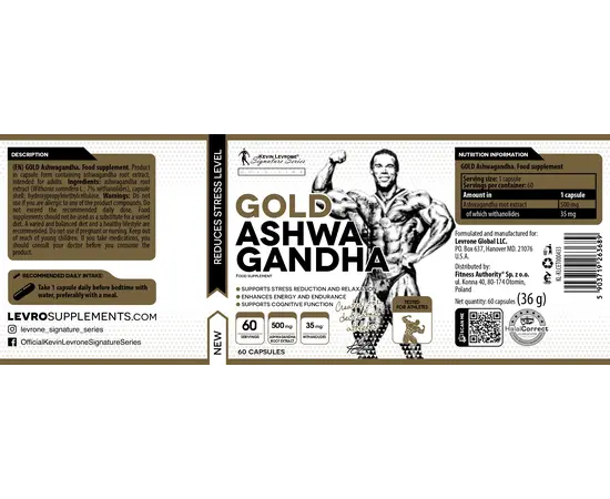 Kevin Levrone Gold Ashwagandha 60 caps, Kevin Levrone Gold Ashwagandha 60 caps , изображение 2 в интернет магазине Mega Mass