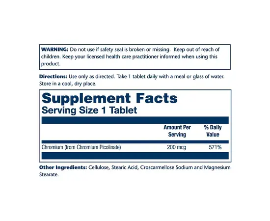 Solaray Chromium Picolinate 200 mcg 50 tabs, image , зображення 2