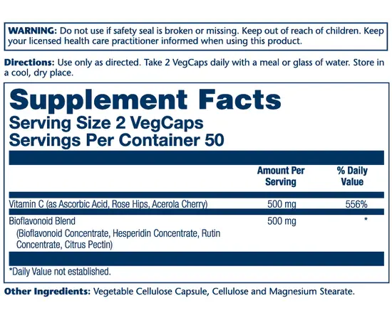Solaray Vitamin C & Bioflavonoids 1:1 100 caps, image , зображення 2