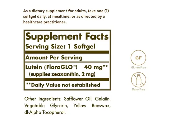 Solgar Lutein 40 mg 30 softgels, image , зображення 2
