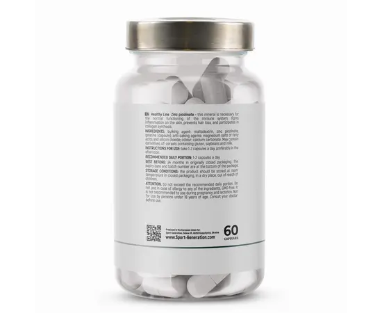 Sport Generation Healthy Line Zinc Picolinate 25 mg 60 caps, image , зображення 3