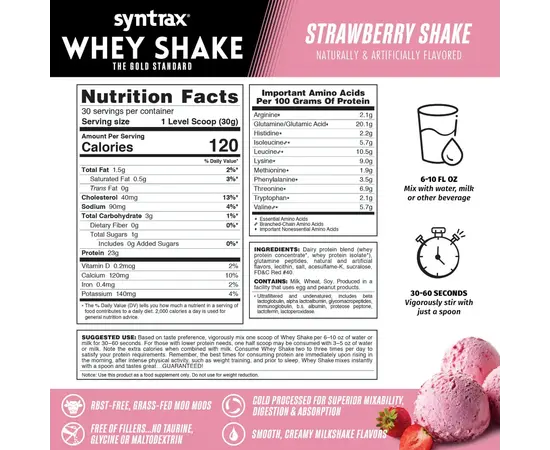 Syntrax Whey Shake 907 g, Фасування: 908 g, Смак:  Strawberry / Полуниця, image , зображення 2