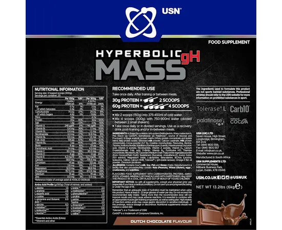 USN Hyperbolic gH Mass 6000 g, Фасовка: 6000 g, Вкусы: Dutch chocolate / Голландский шоколад, USN Hyperbolic gH Mass 6000 g, Фасовка: 6000 g, Вкусы: Dutch chocolate / Голландский шоколад , изображение 2 в интернет магазине Mega Mass