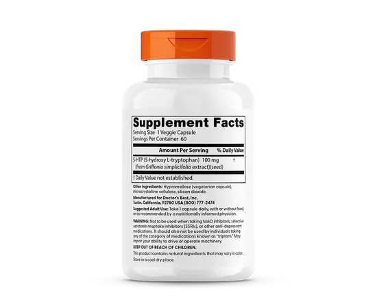 Doctor's Best 5-HTP 100 mg 60 veg caps, image , зображення 2