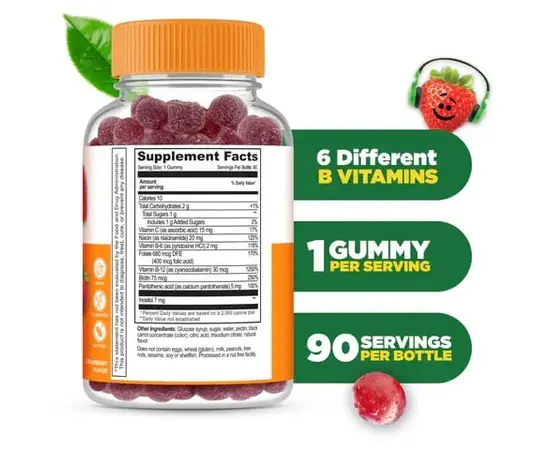 Lifeable Kids B Complex 60 Gummies Strawberry, Lifeable Kids B Complex 60 Gummies Strawberry , изображение 2 в интернет магазине Mega Mass