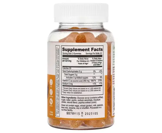 Lifeable Kids Vitamin C 60 gummies Citrus, image , зображення 2
