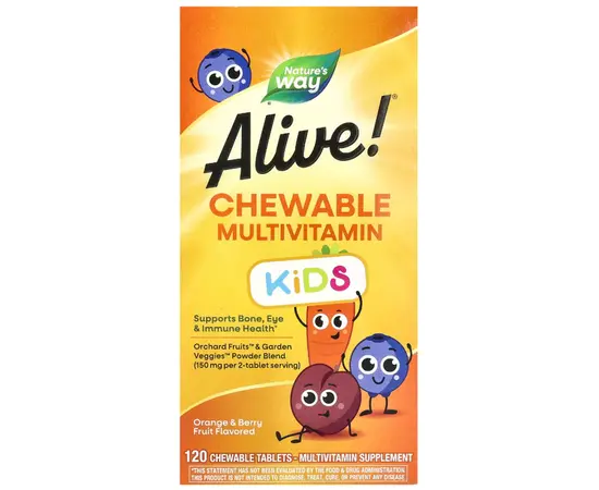 Nature's Way Alive Kids Multivitamin 120 chewable Orange & Berry, image 