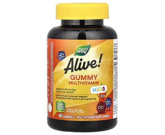 Nature's Way Alive Kids Multivitamin 60 gummies Cherry, Orange, Grape, Фасування: 60 gummies, Смак: Cherry, Orange, Grape / Вишня, Апельсин, Виноград, image 