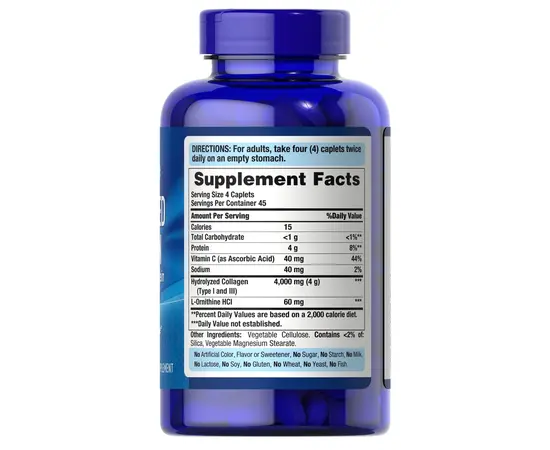 Puritan's Pride Hydrolyzed Collagen 1000 mg 180 tabs, image , зображення 3