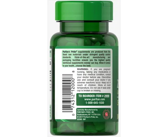 Puritan's Pride Zinc 25 mg 100 tabs, image , зображення 4
