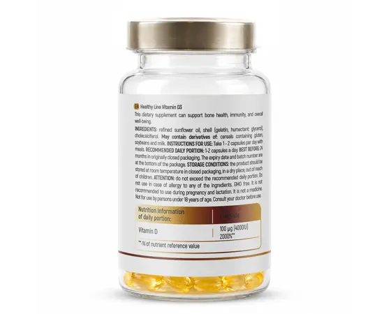 Sport Generation Healthy Line Vitamin D3 4000 IU 60 Softgels, Фасовка: 60 softgels, Концентрация: 4000 IU, Sport Generation Healthy Line Vitamin D3 4000 IU 60 Softgels, Фасовка: 60 softgels, Концентрация: 4000 IU , изображение 2 в интернет магазине Mega Mass