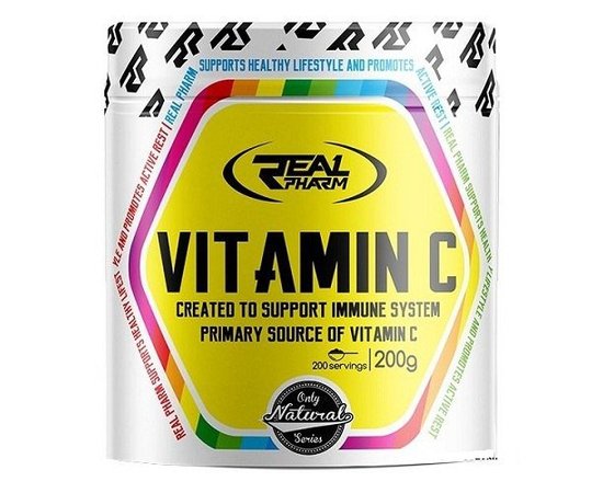 Real Pharm Vitamin C 200 g, Смак: Raspberry Strawberry / Малина Полуниця, image 
