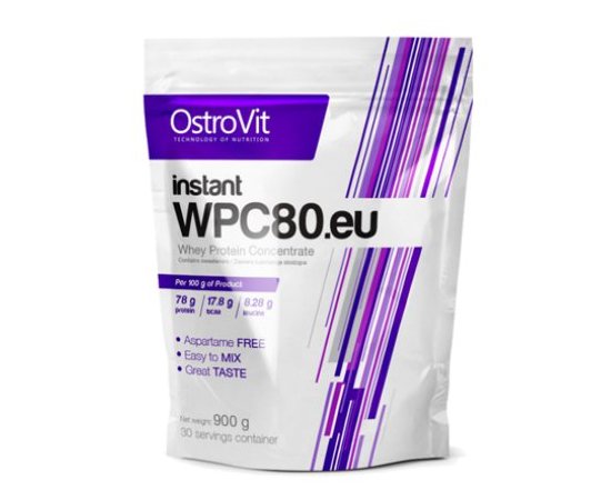 OstroVit Instant WPC80.eu 900 g, Смак: Blueberry / Чорниця, image 